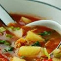 Leek, potato and tomato soup 250x250