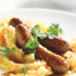Pork sausages with mash 250x250