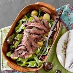 Rosemary seared steak and warm potato salad 250x250