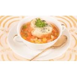 Vegetable soup with blue cheese croutons 250x250