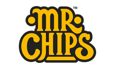 Mr Chips logo in bold yellow and black text