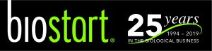 Biostart 25 years in the biological business logo 1994-2019