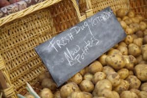 New Potatoes - freshly dug sign