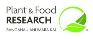 Plant & Food Research logo with green leaf design emblem.