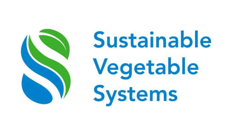 Sustainable Vegetable Systems logo with green and blue design elements