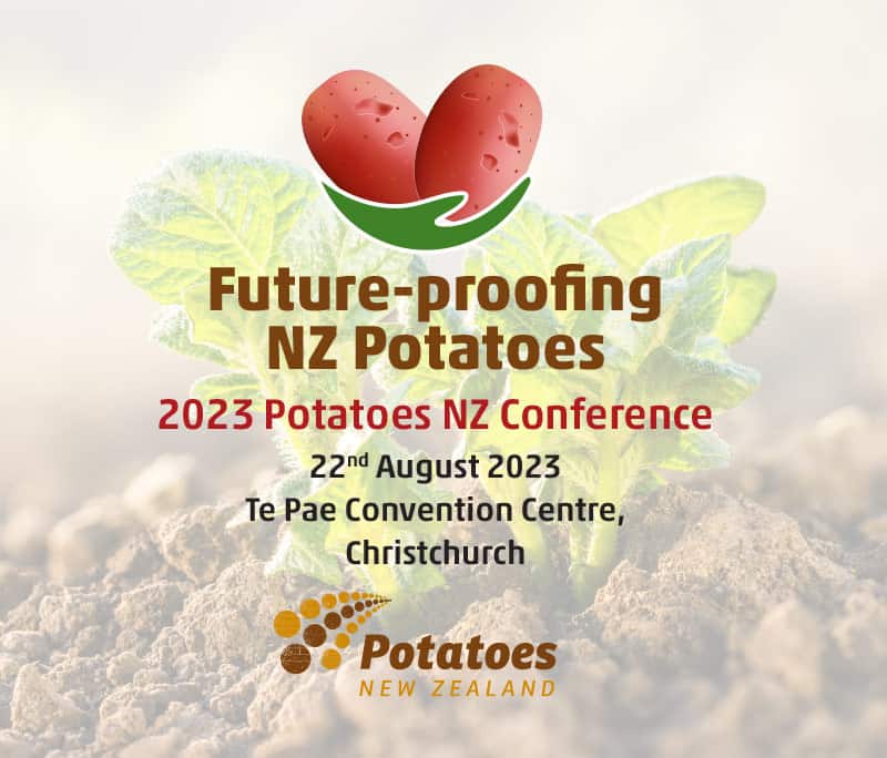 Future-proofing NZ Potatoes 2023 conference announcement poster