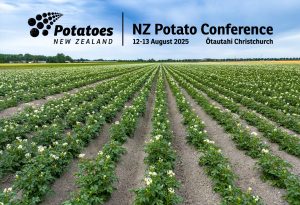 Potato field with Potatoes New Zealand conference advertisement
