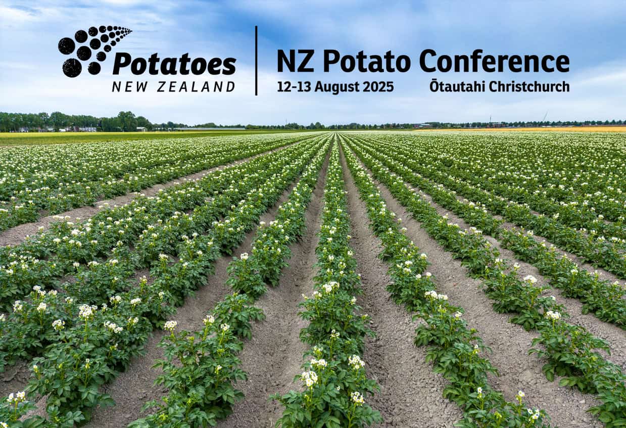 Potato field with Potatoes New Zealand conference advertisement
