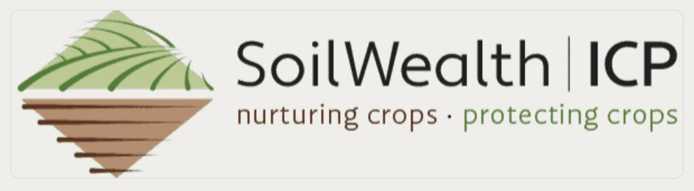 SoilWealth ICP logo with nurturing and protecting crops slogan