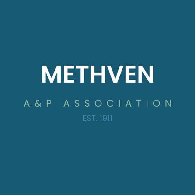 Methven A&P Association logo with establishment year 1911 on blue background.