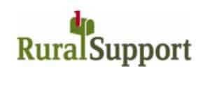 Rural Support logo with green tree and red flag design