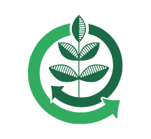 Green eco-friendly leaf with circular recycling arrow icon