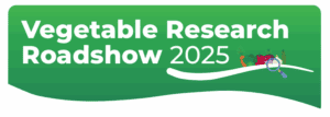 Vegetable Research Roadshow 2025 green banner logo with icons