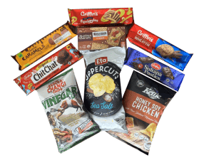 Variety of Griffin's snacks and New Zealand potato chips.