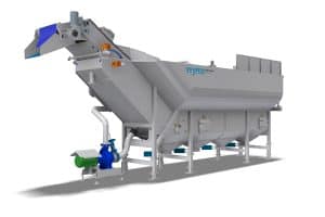 Industrial wet hopper machine with conveyor and pump system