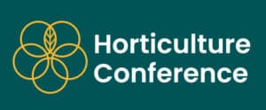 Horticulture Conference logo with orange floral design and text