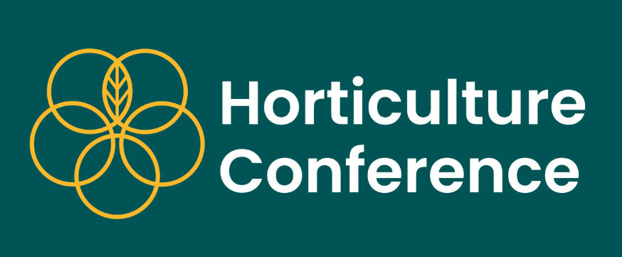 Horticulture Conference logo with orange floral design and text