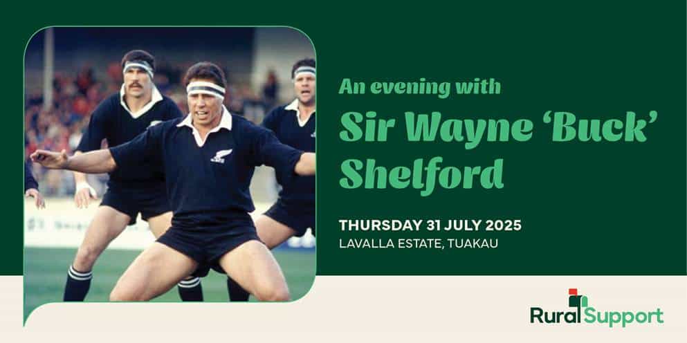 Rugby players performing haka with Sir Wayne 'Buck' Shelford event details