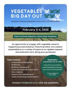 Vegetables Big Day Out event flyer with farm background.