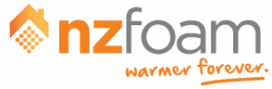 NZ Foam logo with orange and gray text and tagline