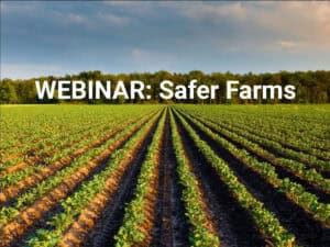 Webinar banner with crop field under blue sky background