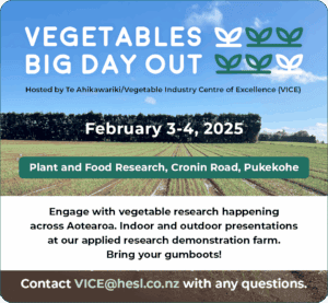 Vegetables Big Day Out event advertisement with farmland background