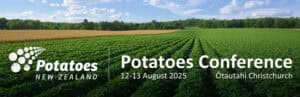 Potato fields under blue sky promoting Potatoes Conference 2025
