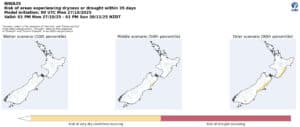 Risk of dryness or drought in New Zealand within 35 days map