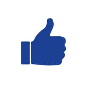 Blue thumbs up icon on white background illustration
