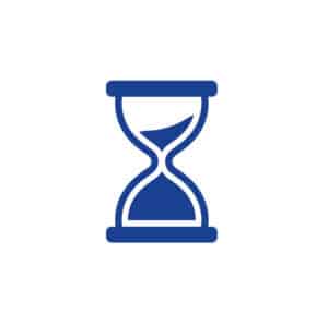Blue hourglass timer icon symbol on white background