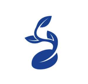 Blue plant sprout growing from seed icon on white background