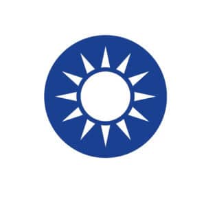 Blue sun icon with rays inside circular border
