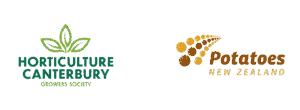 Logos of Horticulture Canterbury Growers Society and Potatoes New Zealand.