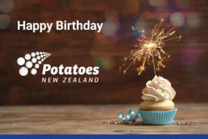 Happy birthday Potatoes New Zealand cupcake with sparkler.