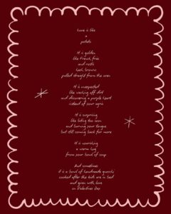 Valentine's Day love poem shaped like a heart with decorative border