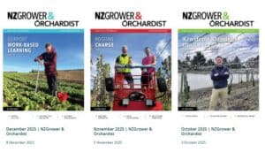 Covers of NZ Grower & Orchardist magazines, October to December 2025.