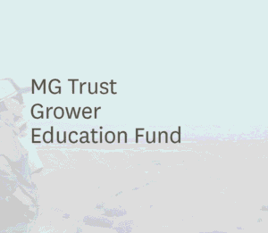 Man and child looking over farmland with MG Trust Grower Education Fund text