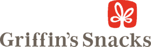 Griffin's Snacks logo with red butterfly icon background