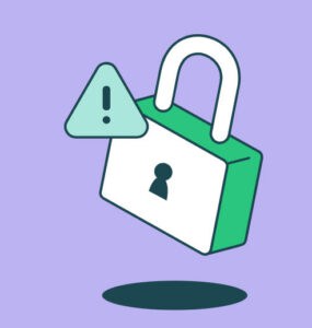 Unlocked padlock icon with warning alert symbol
