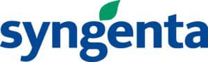 Syngenta logo with blue text and green leaf symbol above letter "g"