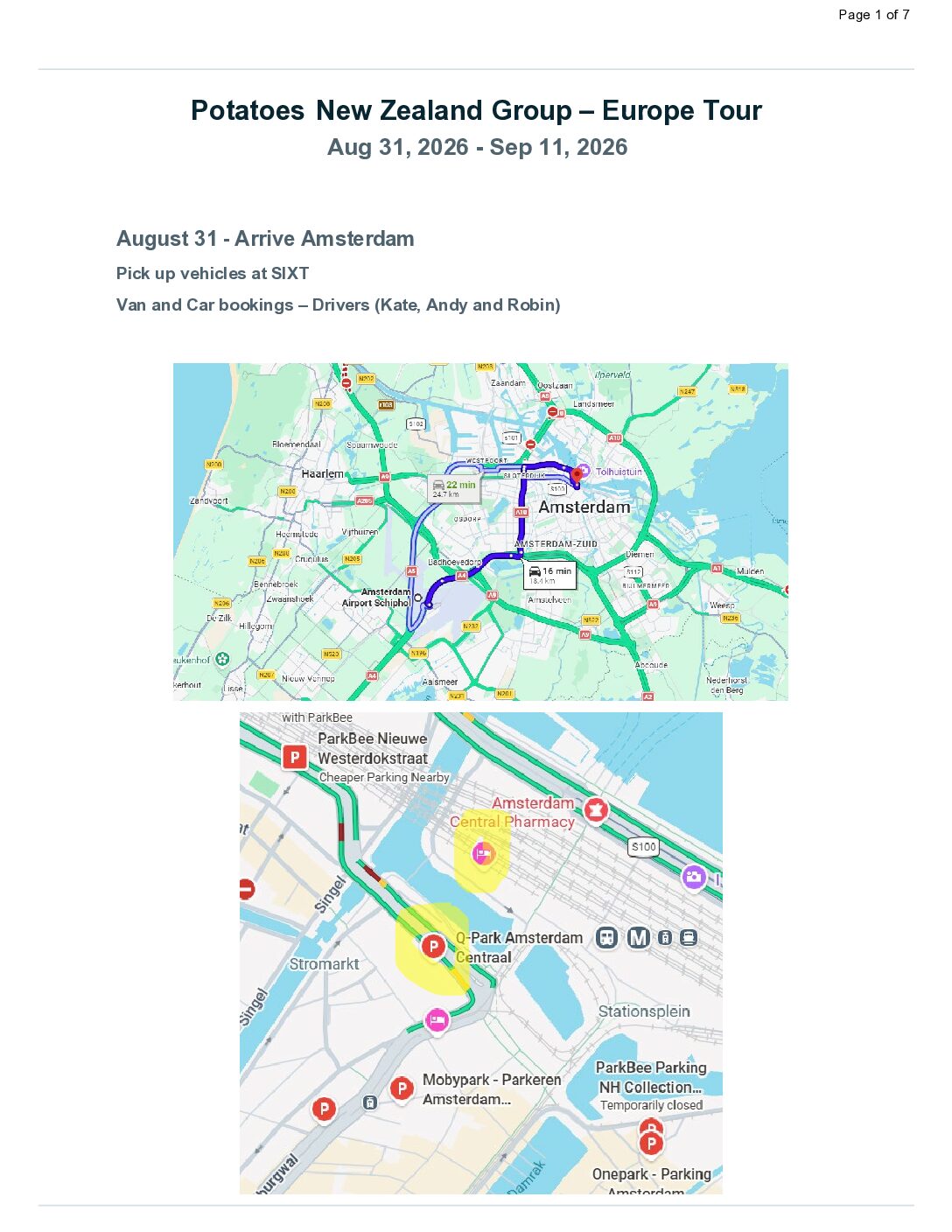 Europe Trip – Full Itinerary