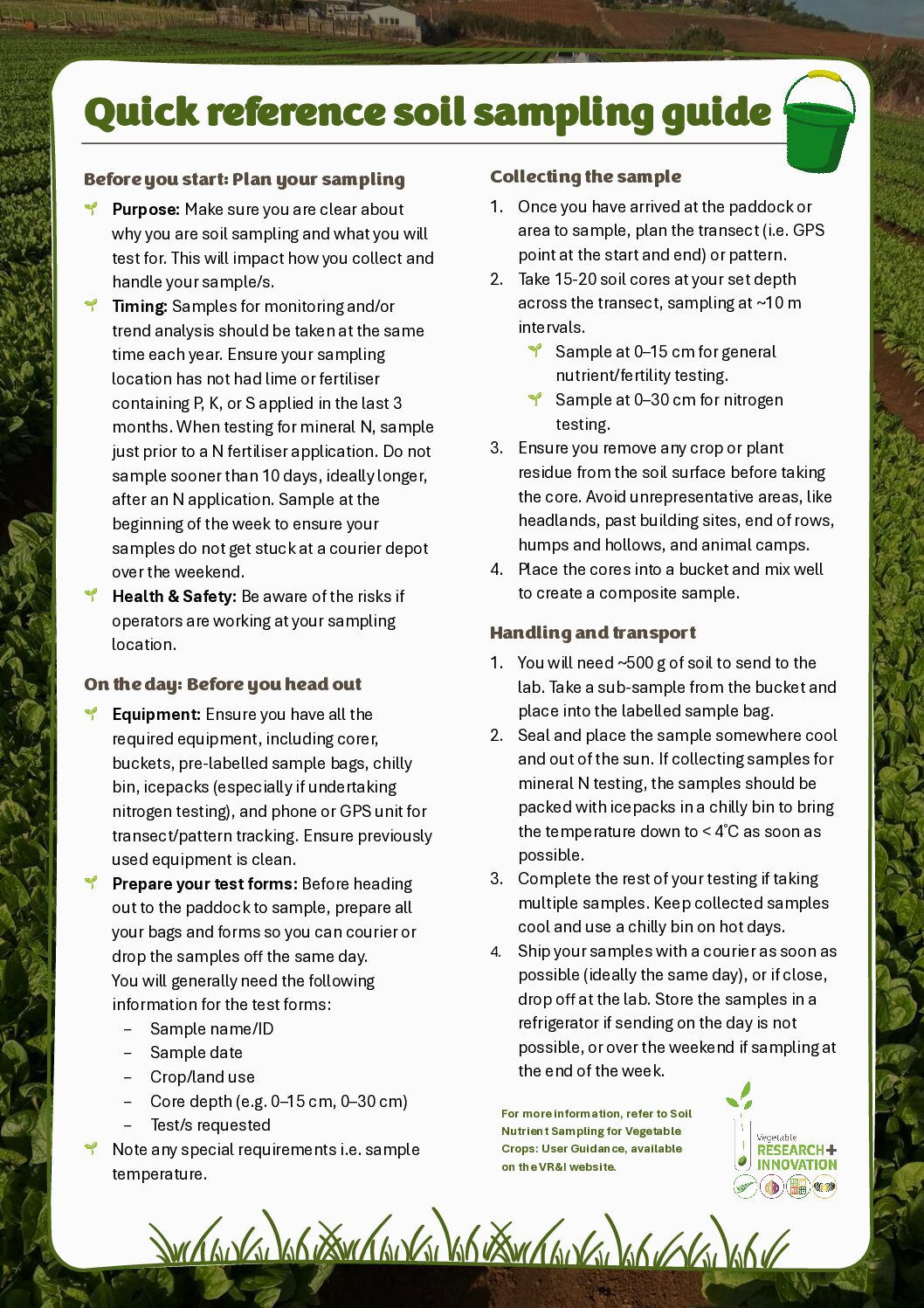 Quick Reference Soil Sampling Guide